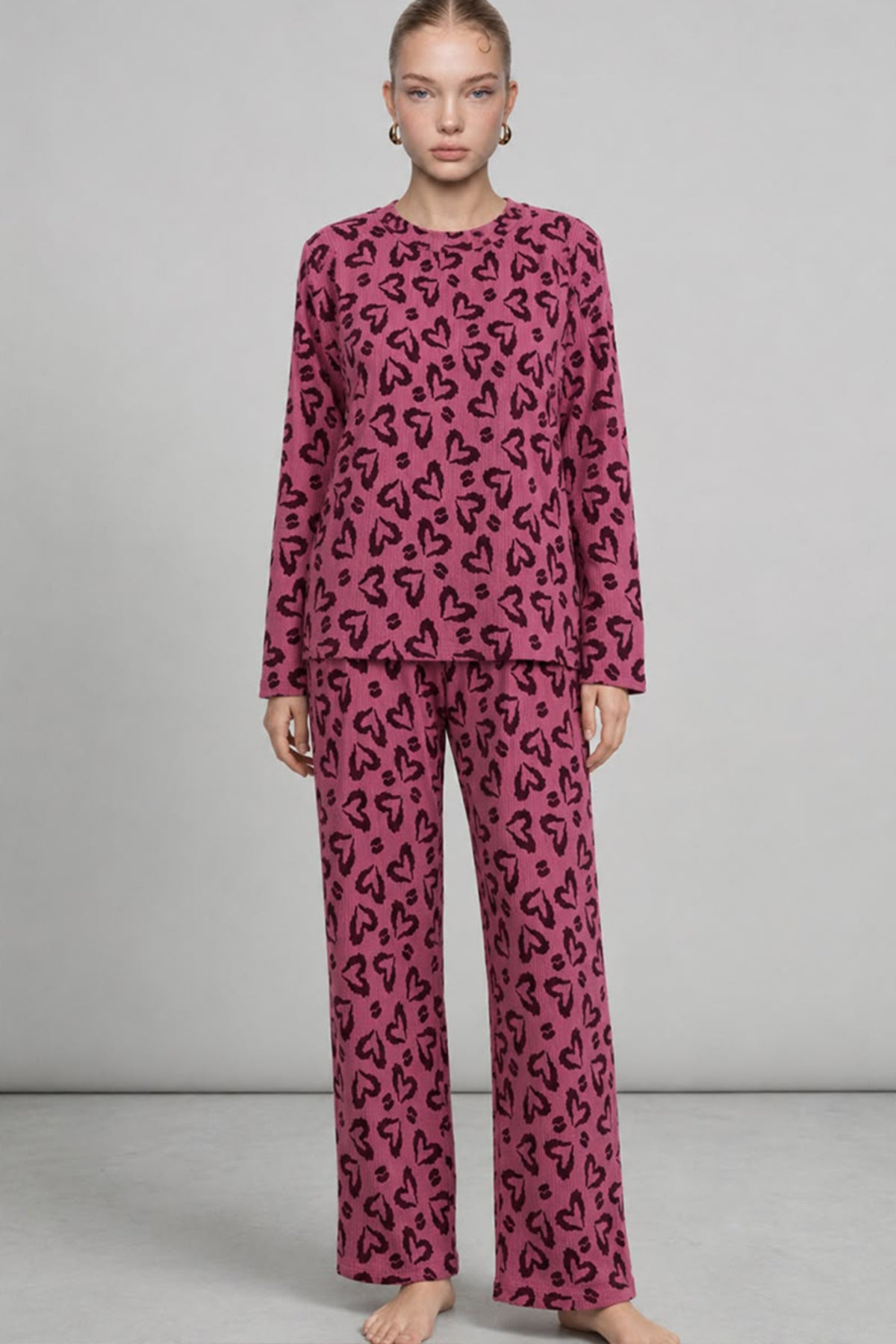 Kadın Çizgili Regular Fit Pijama Takımı 4691