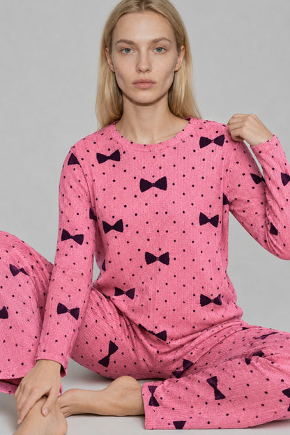 Kadın Desenli Nefes Alan Pijama Takımı 4694