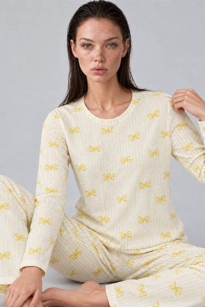 Kadın Kalpli Rahat Kalıp İkili Pijama Takımı 4768