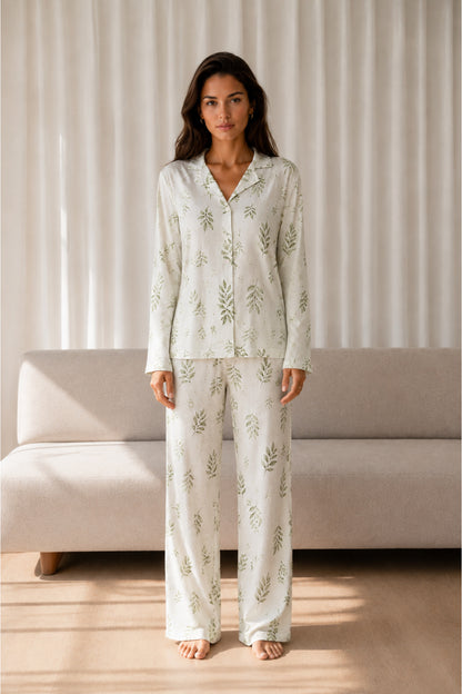 Kadın Desenli Basic Kış Pijama Takımı