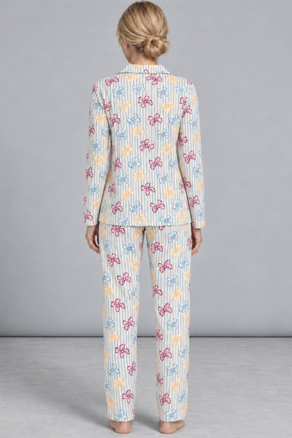 Kadın Kurdela Desenli Bol Renkli Pijama Takımı 4798
