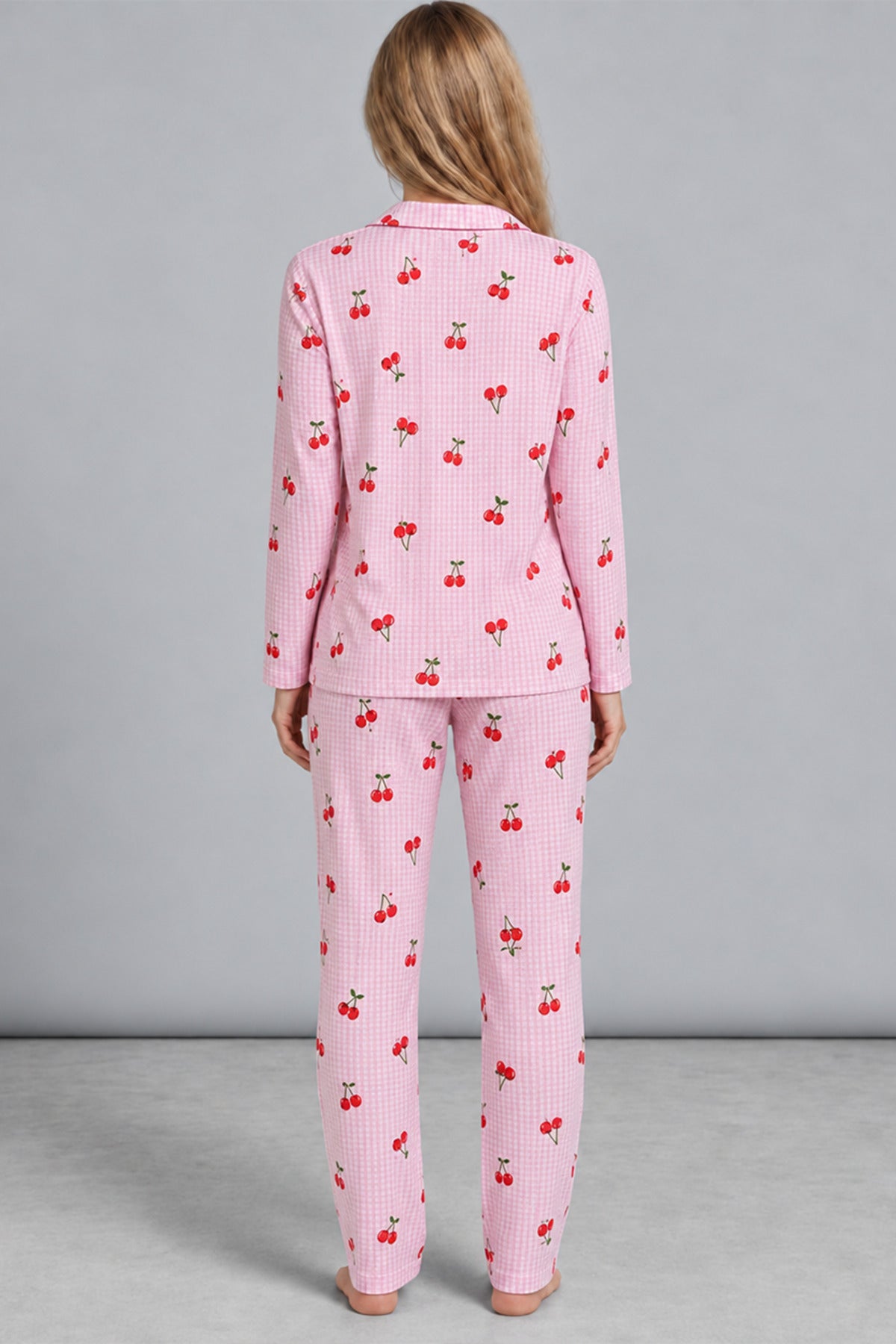 Kadın Kurdela Desenli Bol Renkli Pijama Takımı 4798