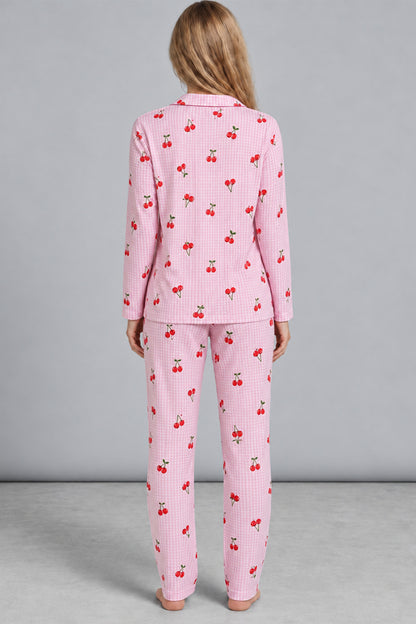 Kadın Kurdela Desenli Bol Renkli Pijama Takımı 4798
