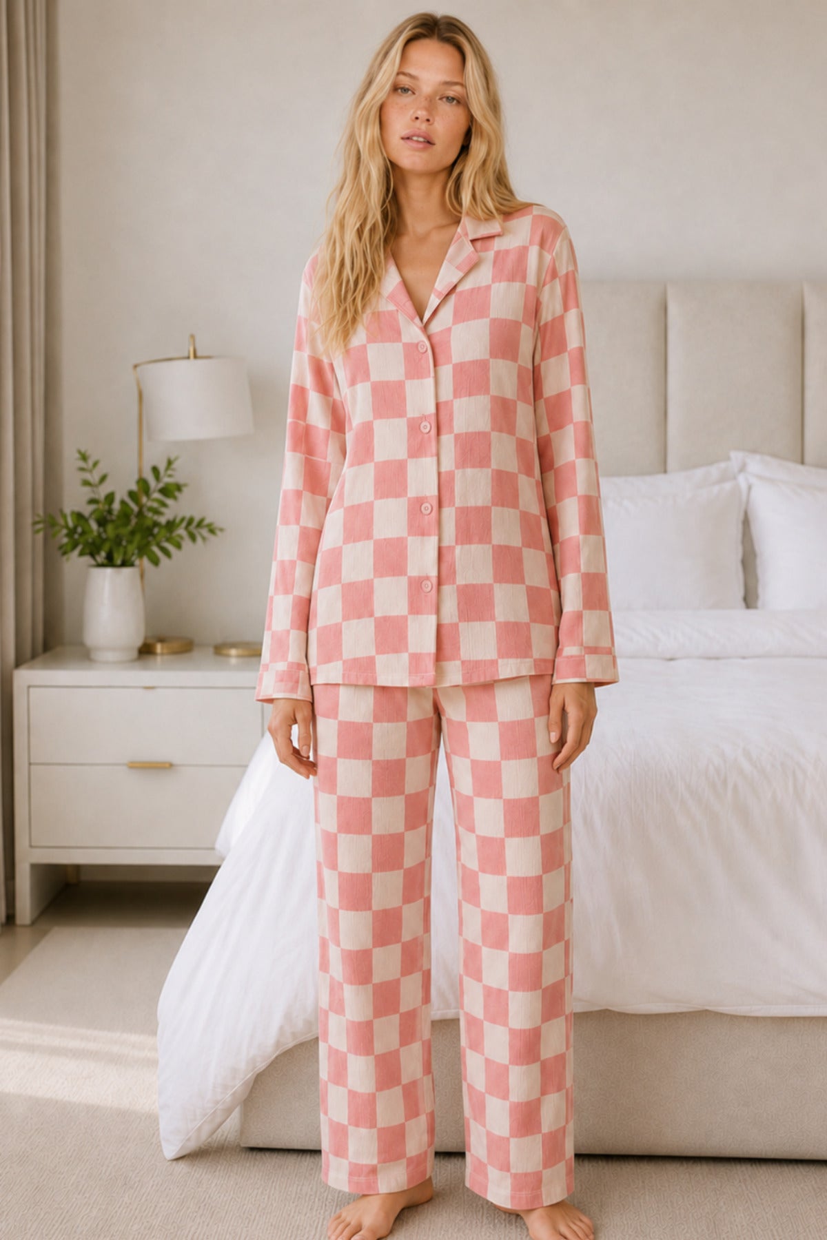 Kadın Casual Esnek Bol Pijama Takımı 4672