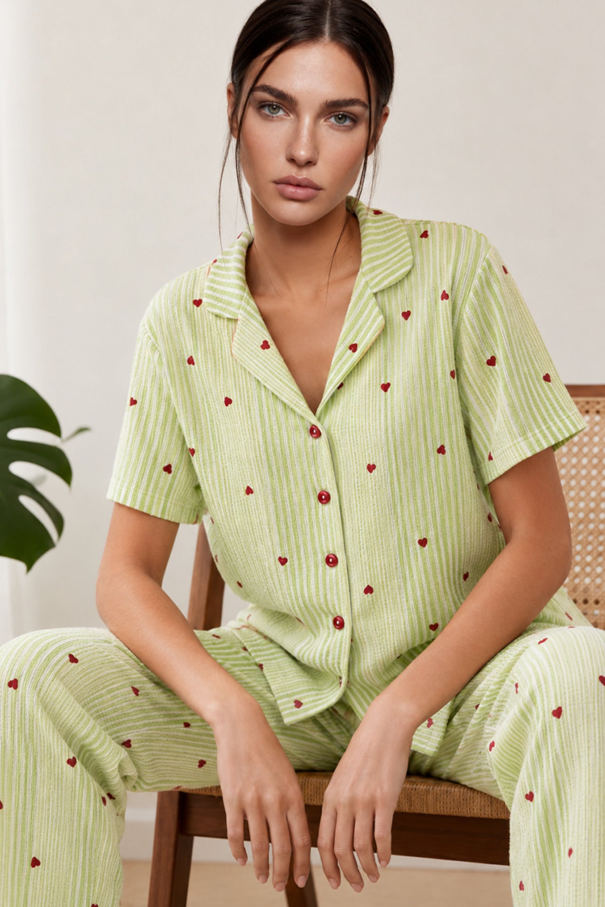 Kadın Kısa Kollu Rahat Pijama Takımı 4728