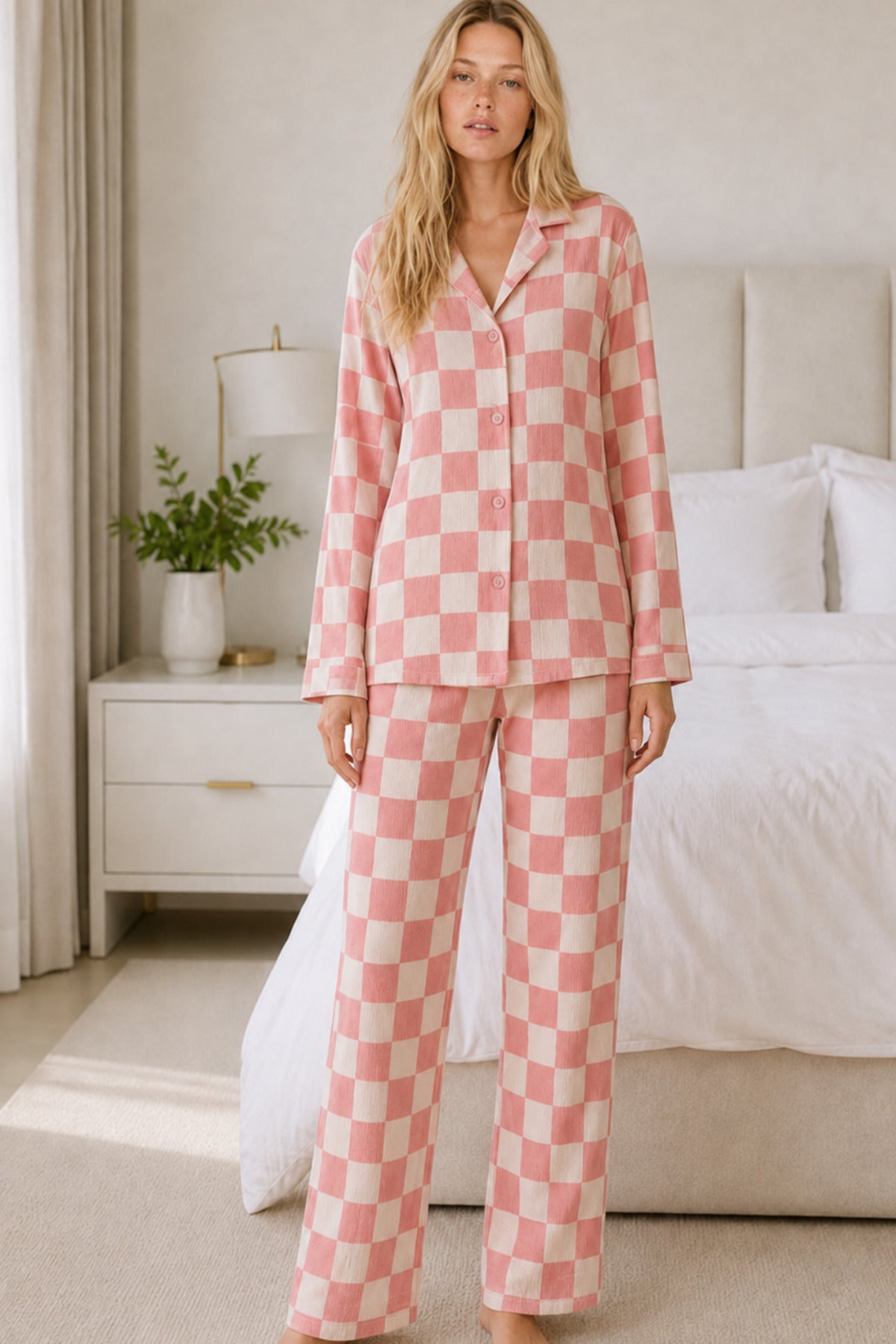 Kadın Casual Esnek Bol Pijama Takımı 4672