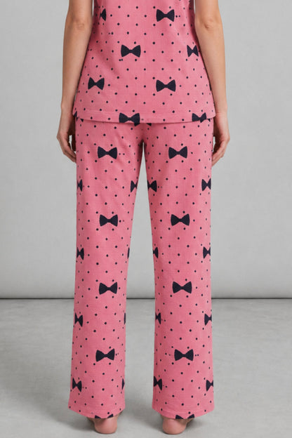 Kadın Kısa Kol Desenli Pijama Takımı 4729