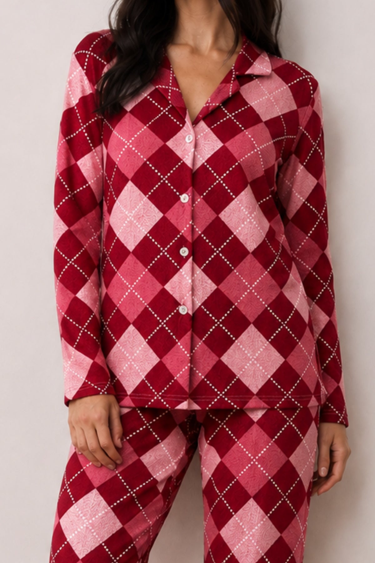 Kadın Düğmeli Kışlık Ev Pijama Takımı