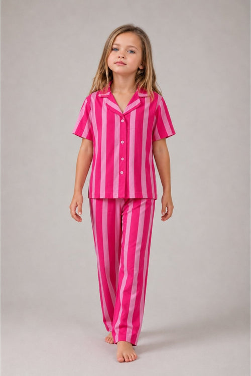 Kız Çocuk Çizgili Gecelik Pijama Takımı