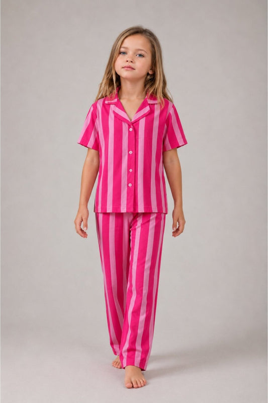 Kız Çocuk Çizgili Gecelik Pijama Takımı