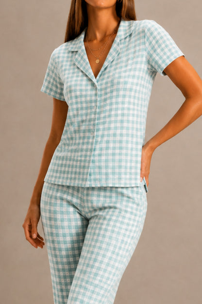 Kadın Kısa Kol Rahat Kalıp Şık Pijama Takımı