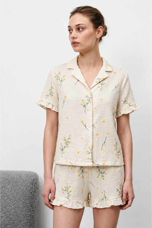 Kadın Premium Fırfırlı Pijama Takımı