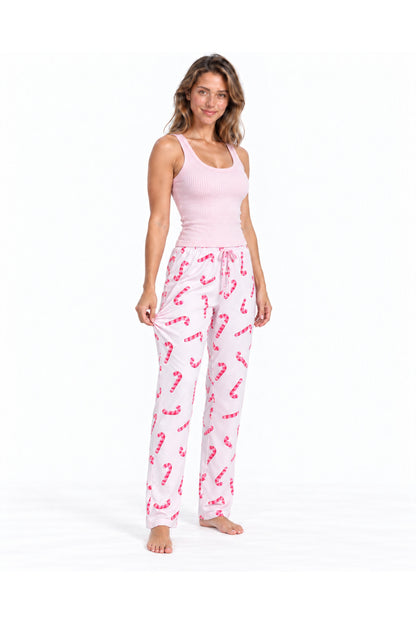 Kadın Çizgili Bluz Desenli Askılı Pijama Takımı