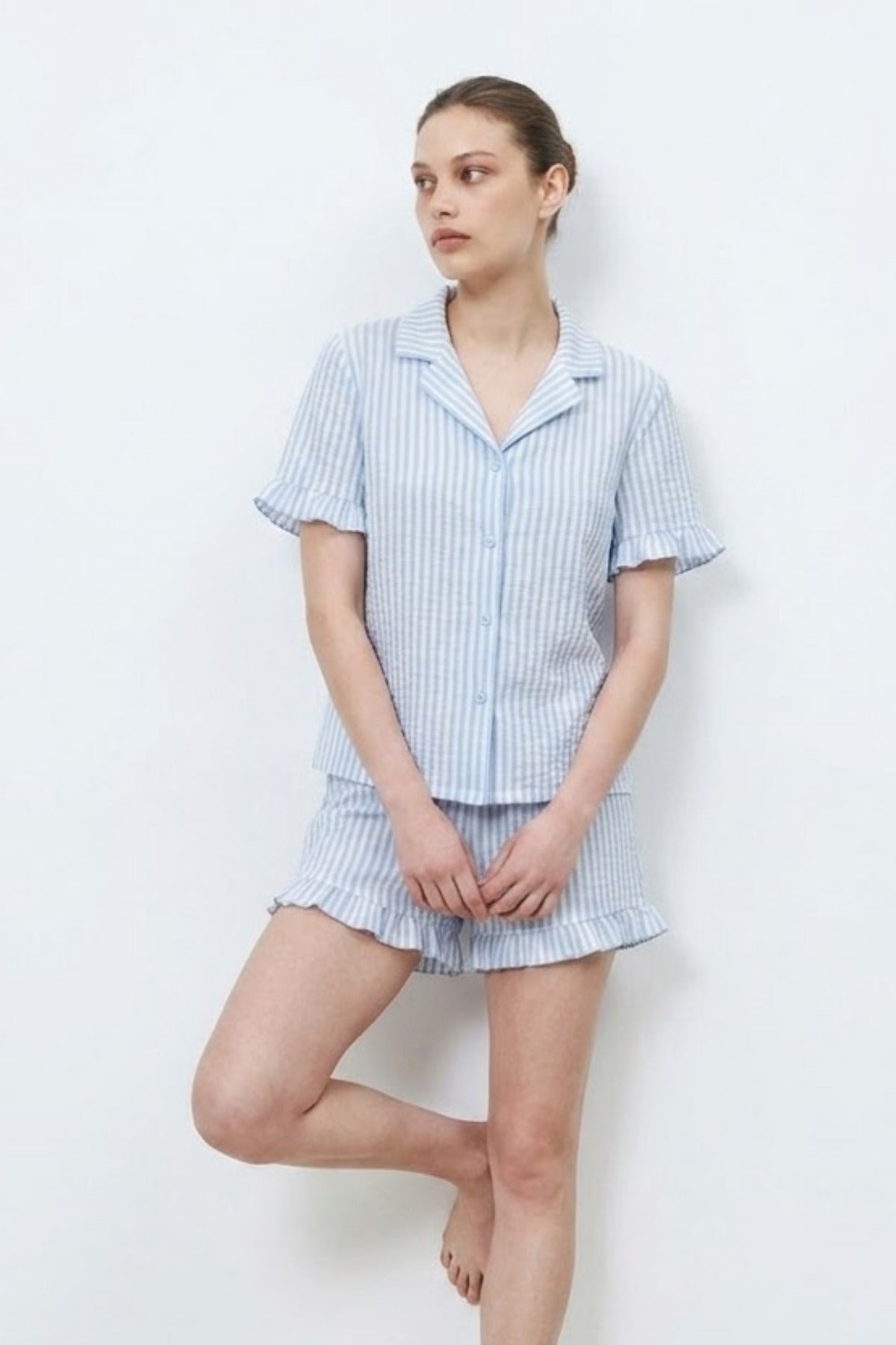 Kadın Premium Fırfırlı Pijama Takımı