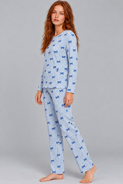 Kadın Kalpli Rahat Kalıp İkili Pijama Takımı 4768
