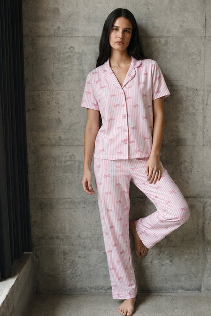 V Yaka Düğmeli Casual Pijama Takımı