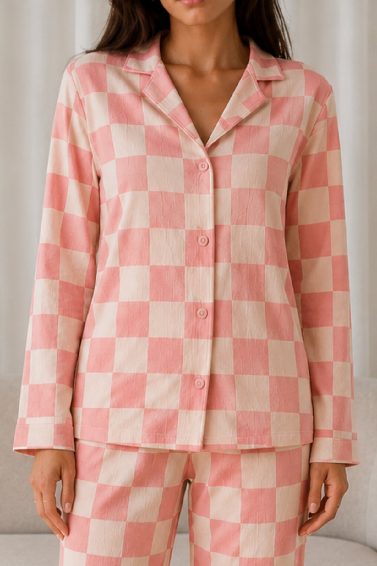 Kadın Desenli Basic Kış Pijama Takımı