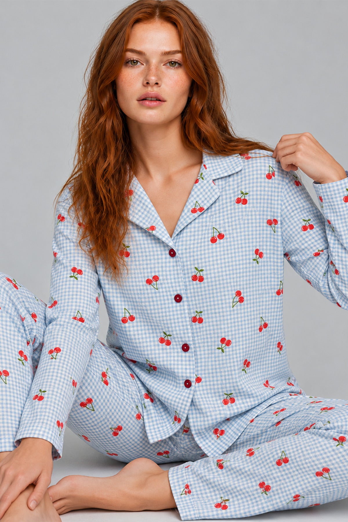 Kadın Kurdela Desenli Bol Renkli Pijama Takımı 4798