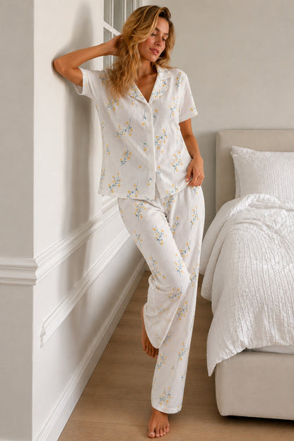 Kadın Loose Kalıp Pamuklu Pijama Takımı