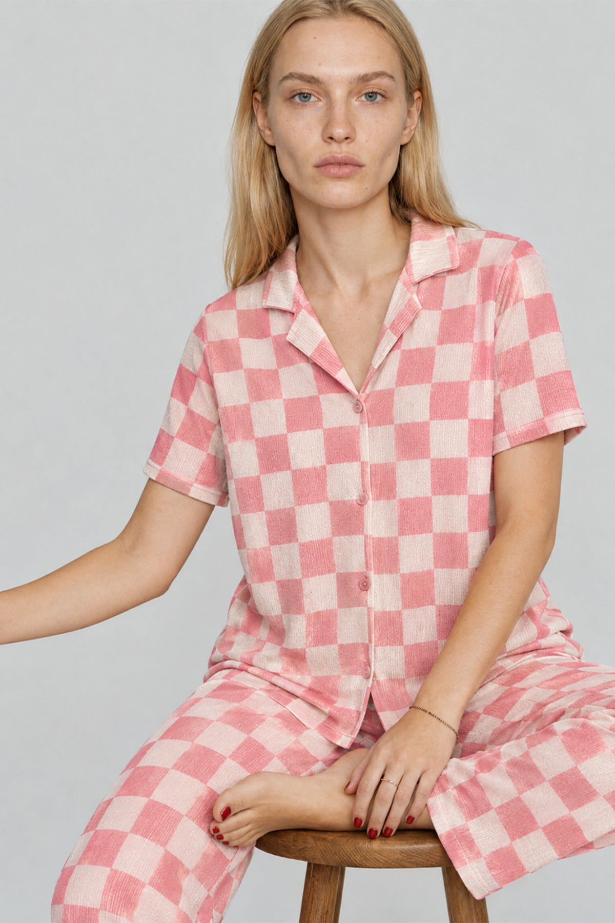 Kadın Kısa Kollu Rahat Pijama Takımı 4728