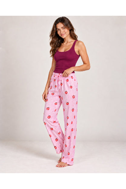 Kadın Çizgili Bluz Desenli Askılı Pijama Takımı