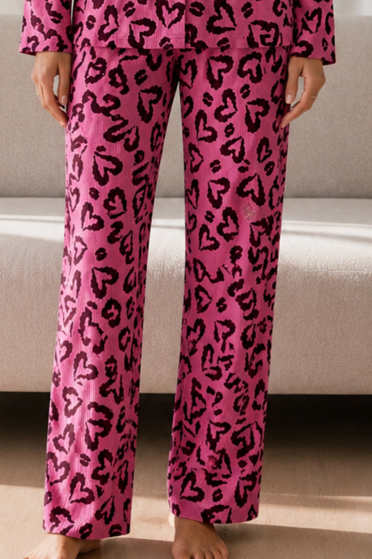 Kadın Desenli Basic Kış Pijama Takımı