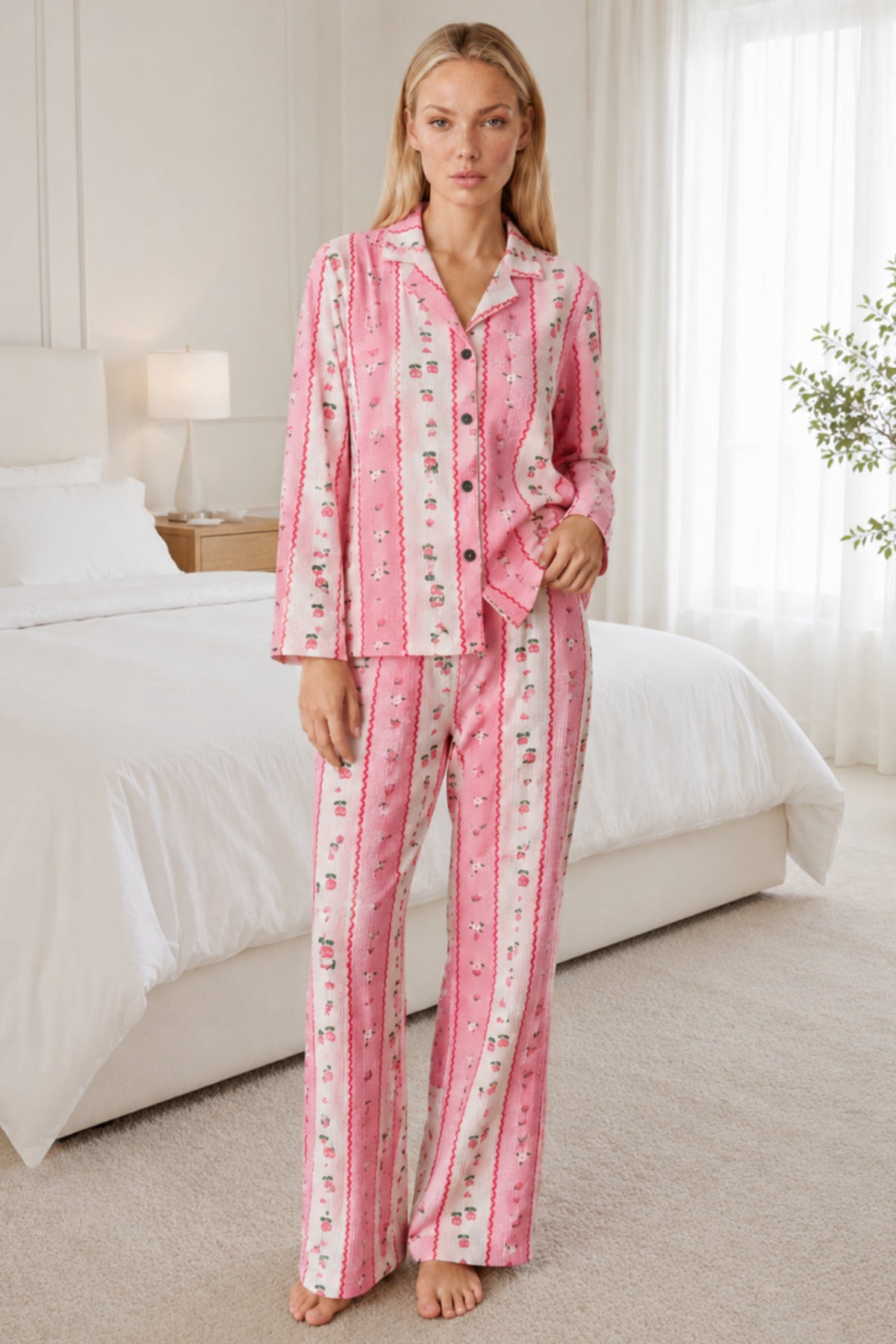 Kadın Desenli Relaxed Pijama Takımı 4661