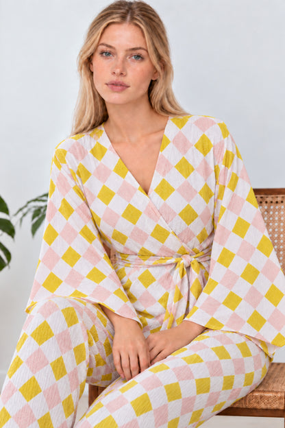 Kadın Kruvaze Kuşaklı İkili Pijama Takımı 4803