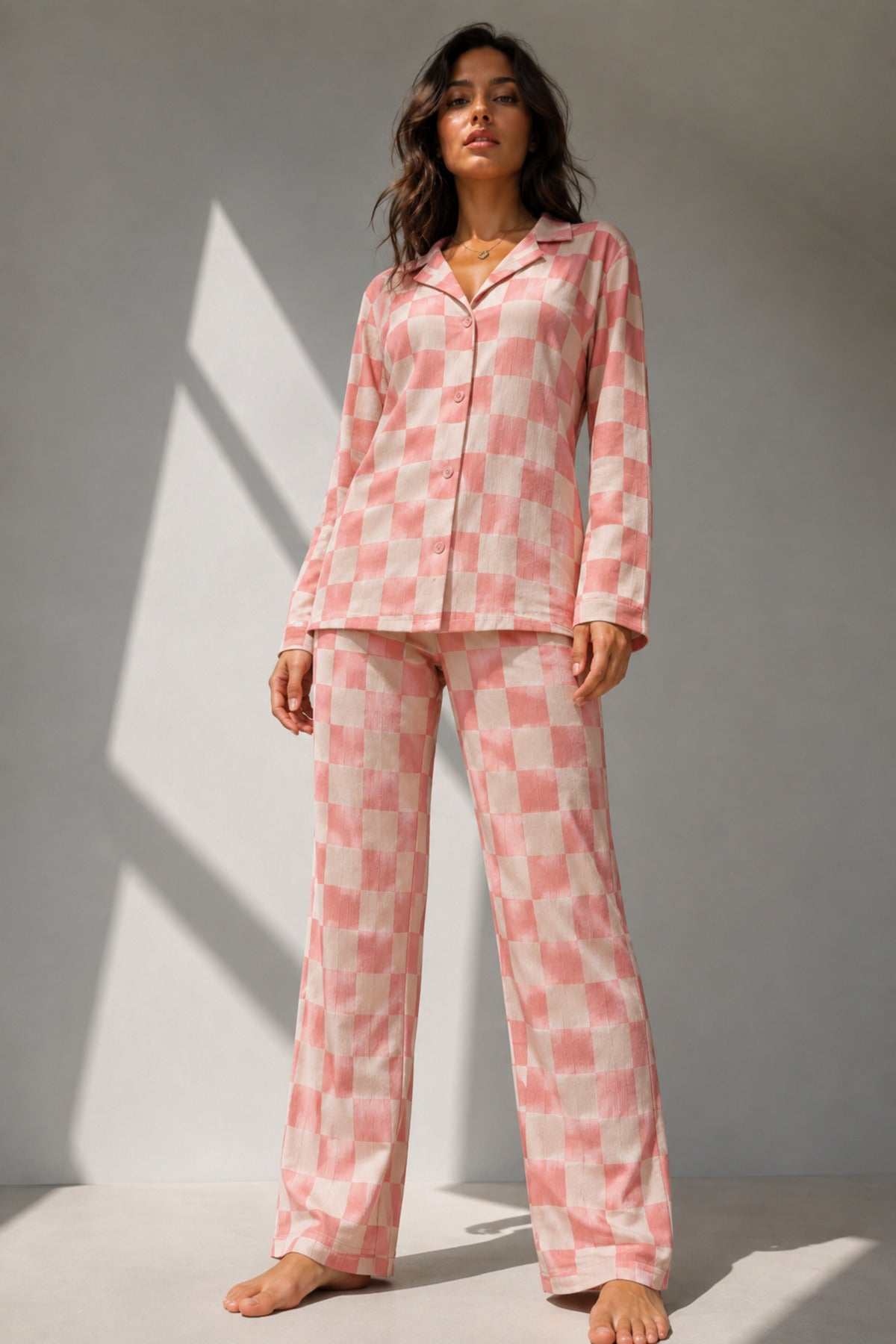 Kadın Uzun Kol Pamuklu Pijama Takımı
