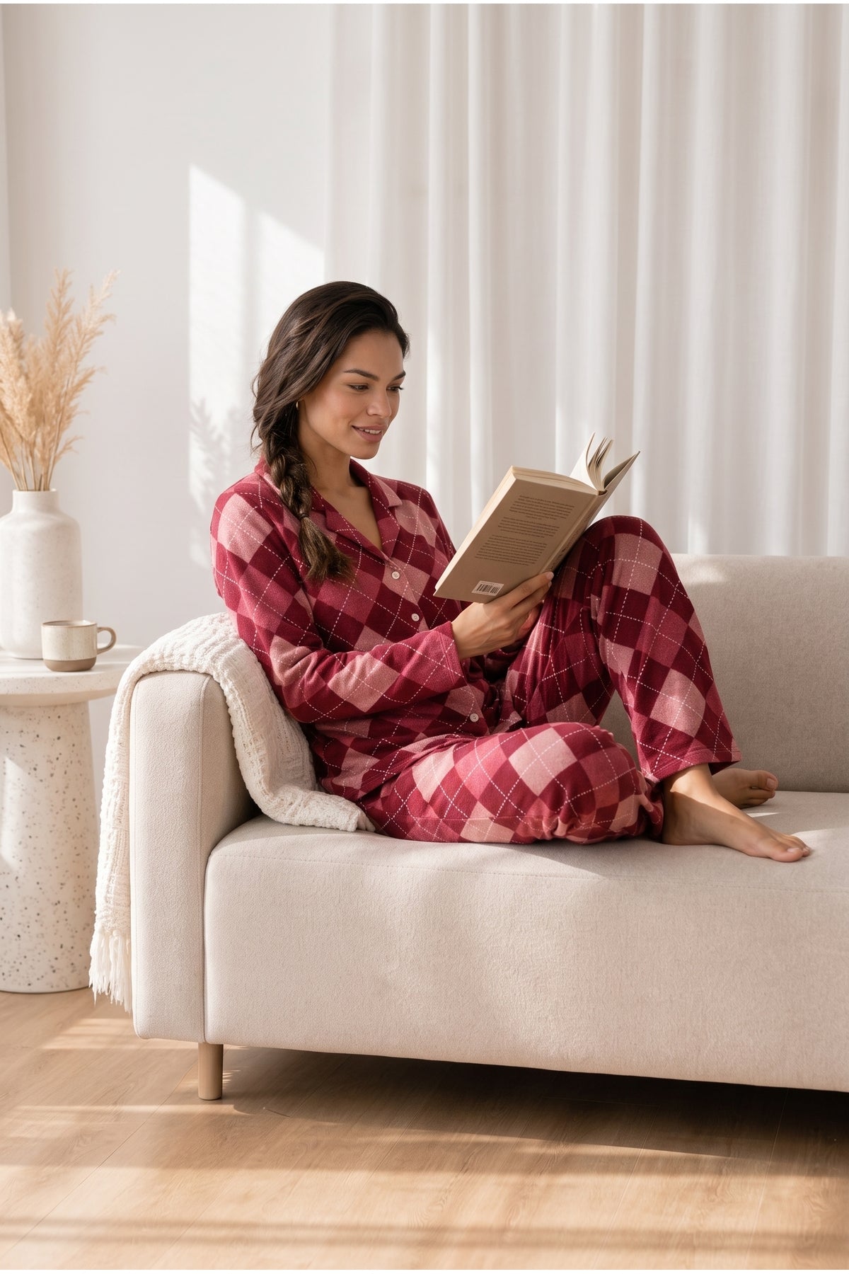 Kadın Desenli Basic Kış Pijama Takımı