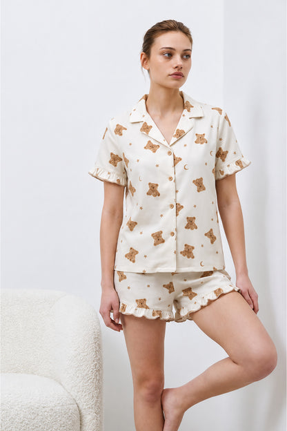 Kadın Premium Fırfırlı Pijama Takımı