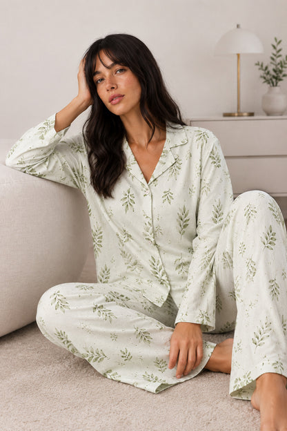 Kadın Düğmeli Kışlık Ev Pijama Takımı