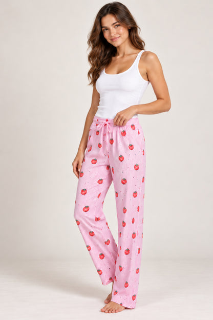 Kadın Çizgili Bluz Desenli Askılı Pijama Takımı