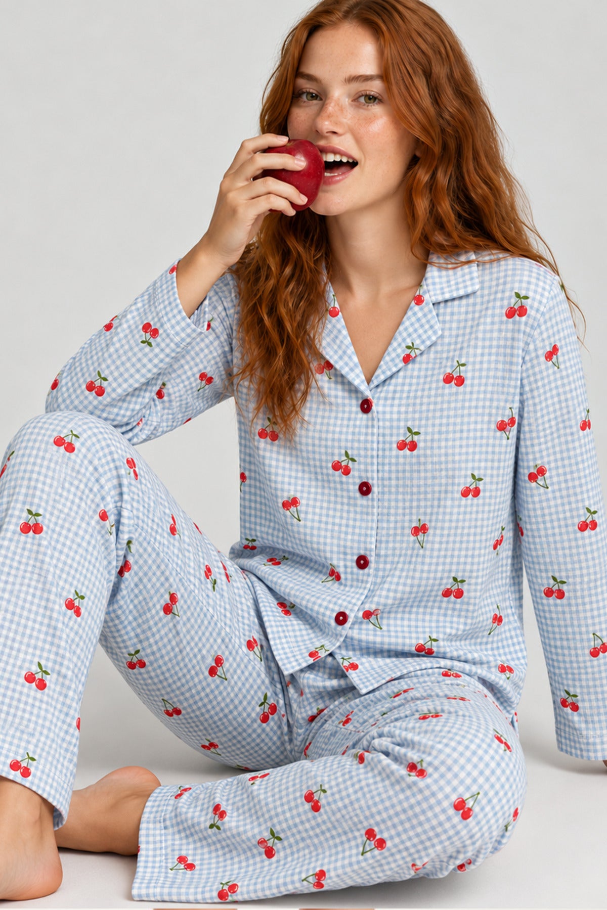 Kadın Kurdela Desenli Bol Renkli Pijama Takımı 4798