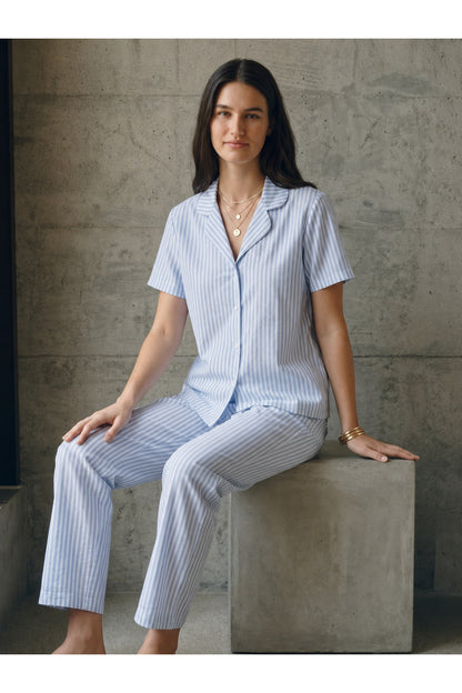 V Yaka Düğmeli Casual Pijama Takımı