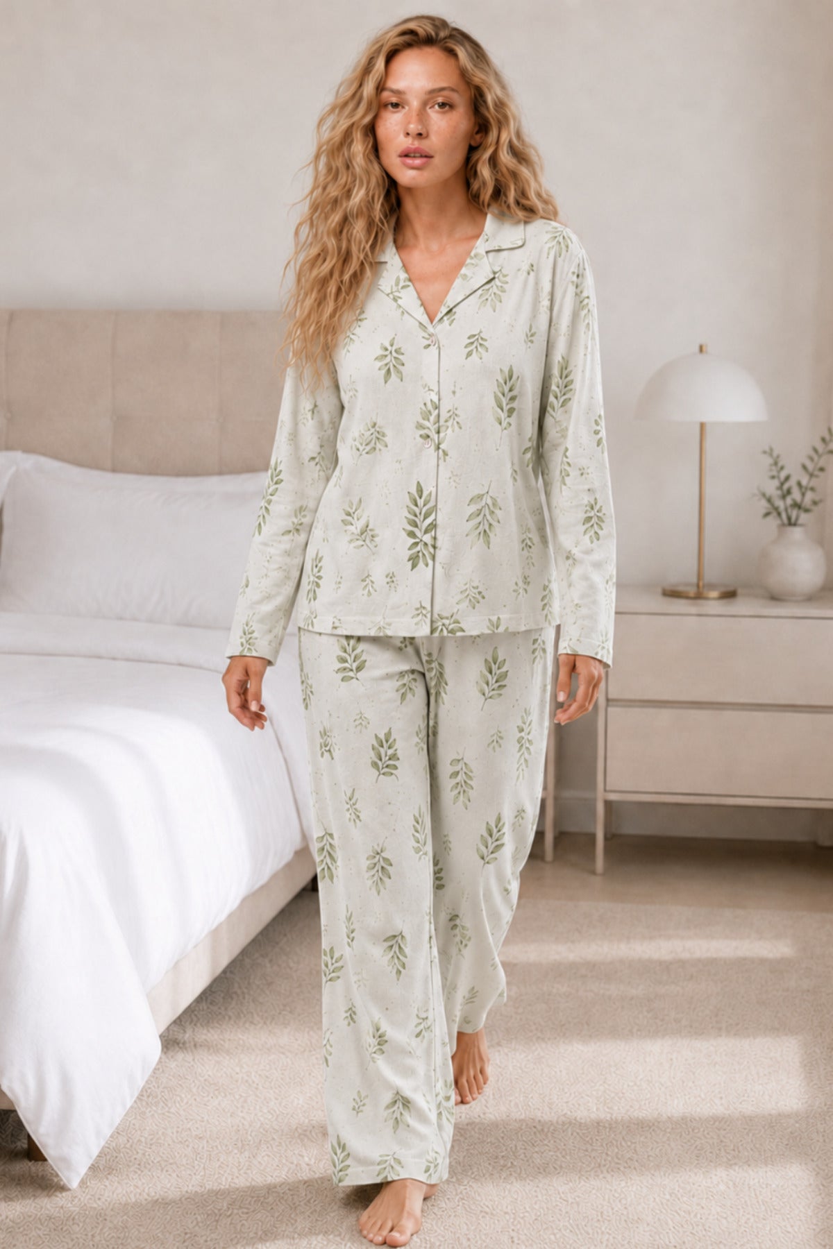 Kadın Casual Esnek Bol Pijama Takımı 4672