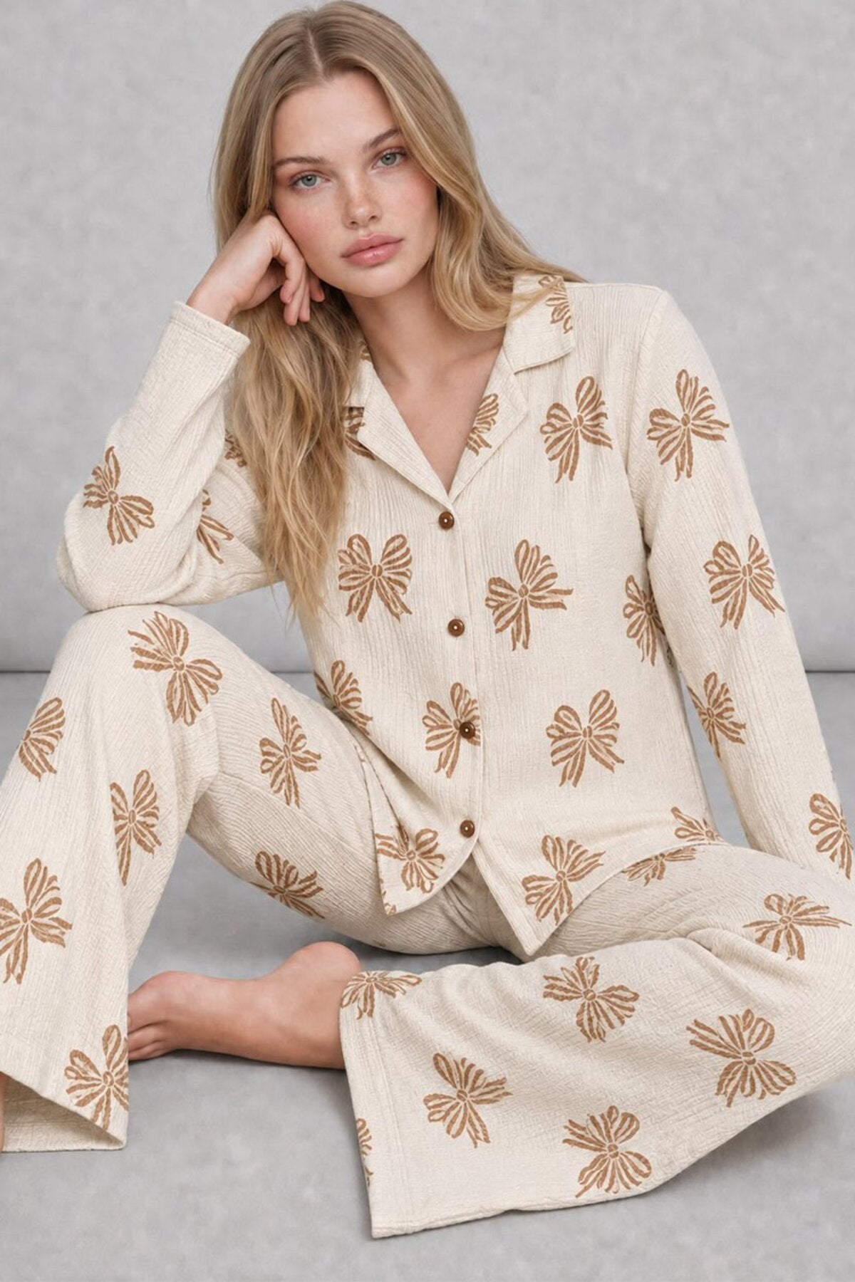 Kadın Uzun Kol Rahat Pijama Takımı 4761