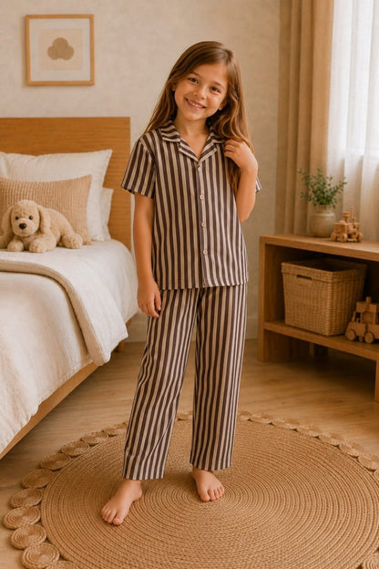 Kız Çocuk Çizgili Gecelik Pijama Takımı