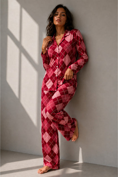 Kadın Uzun Kol Pamuklu Pijama Takımı