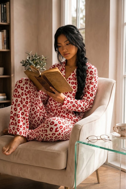 Kadın Düğmeli Gömlek Yaka Ev Giyimi Pijama Takımı