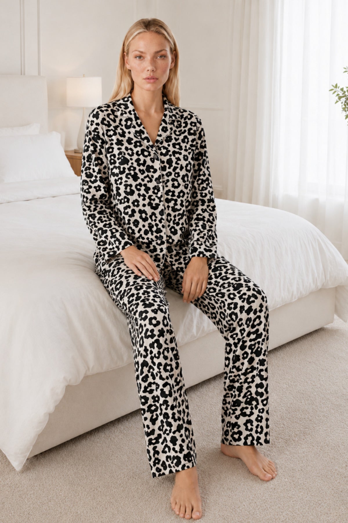 Kadın Desenli Relaxed Pijama Takımı 4661