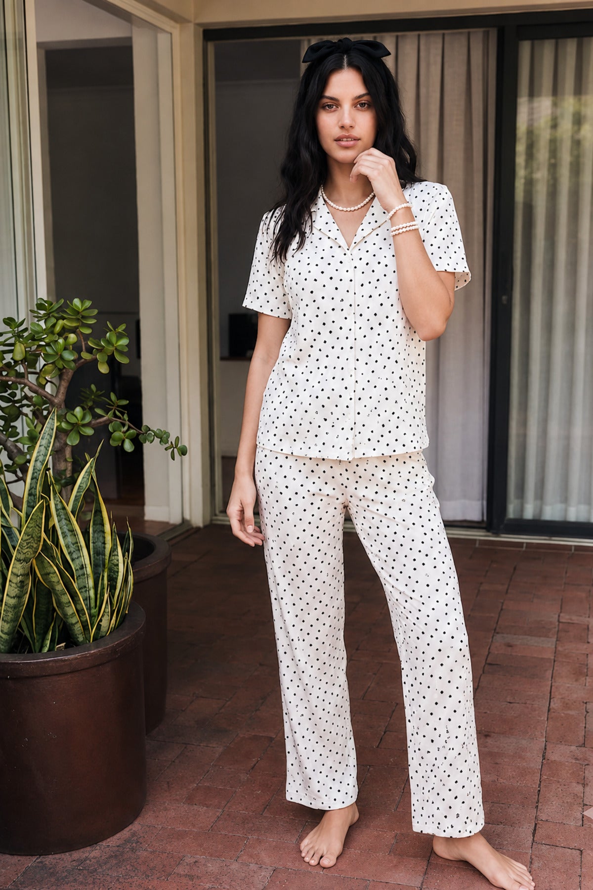 Viskon Karışım Homewear Pijama Takımı