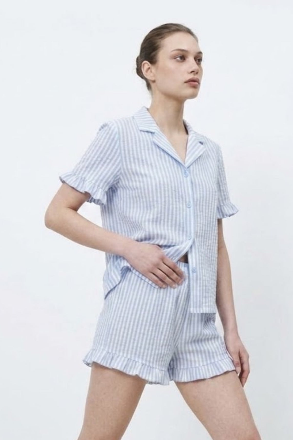 Kadın Premium Fırfırlı Pijama Takımı