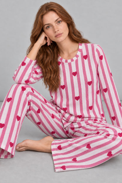 Kadın Kalpli Rahat Kalıp İkili Pijama Takımı 4768