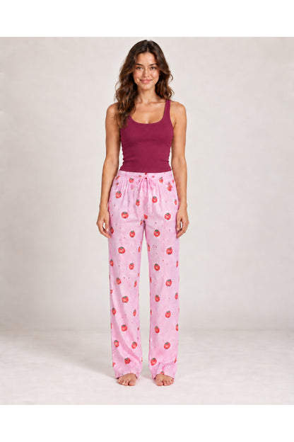 Kadın Çizgili Bluz Desenli Askılı Pijama Takımı