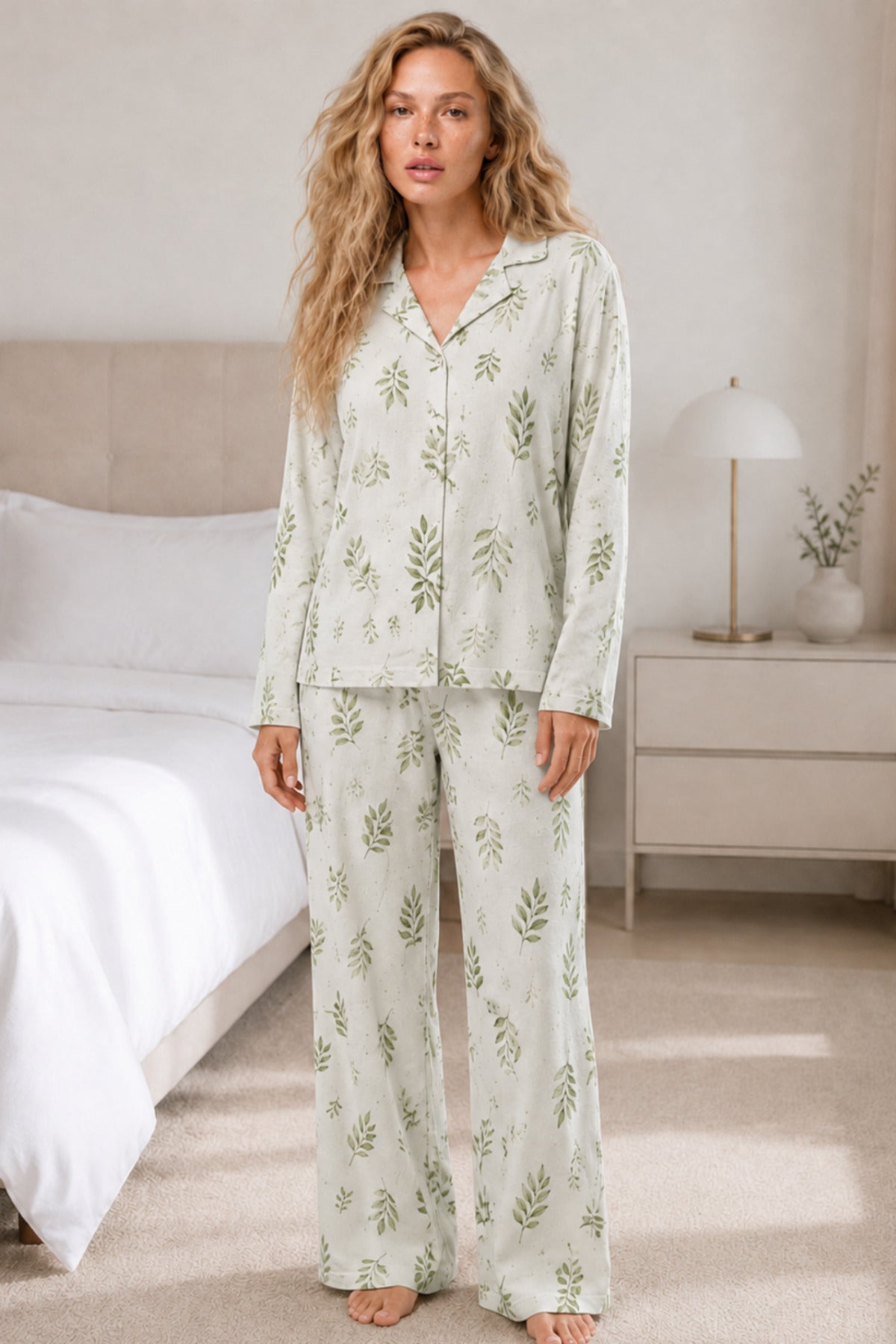 Kadın Casual Esnek Bol Pijama Takımı 4672