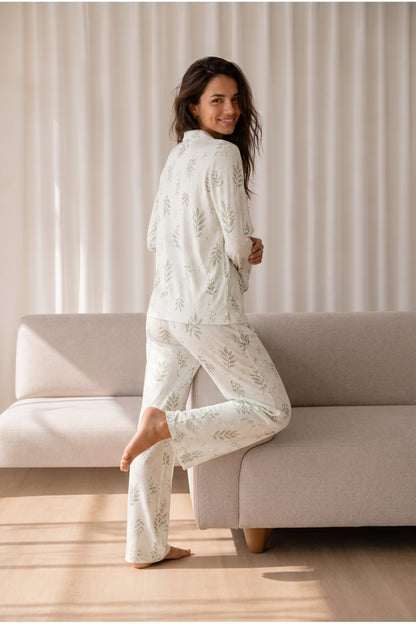 Kadın Desenli Basic Kış Pijama Takımı