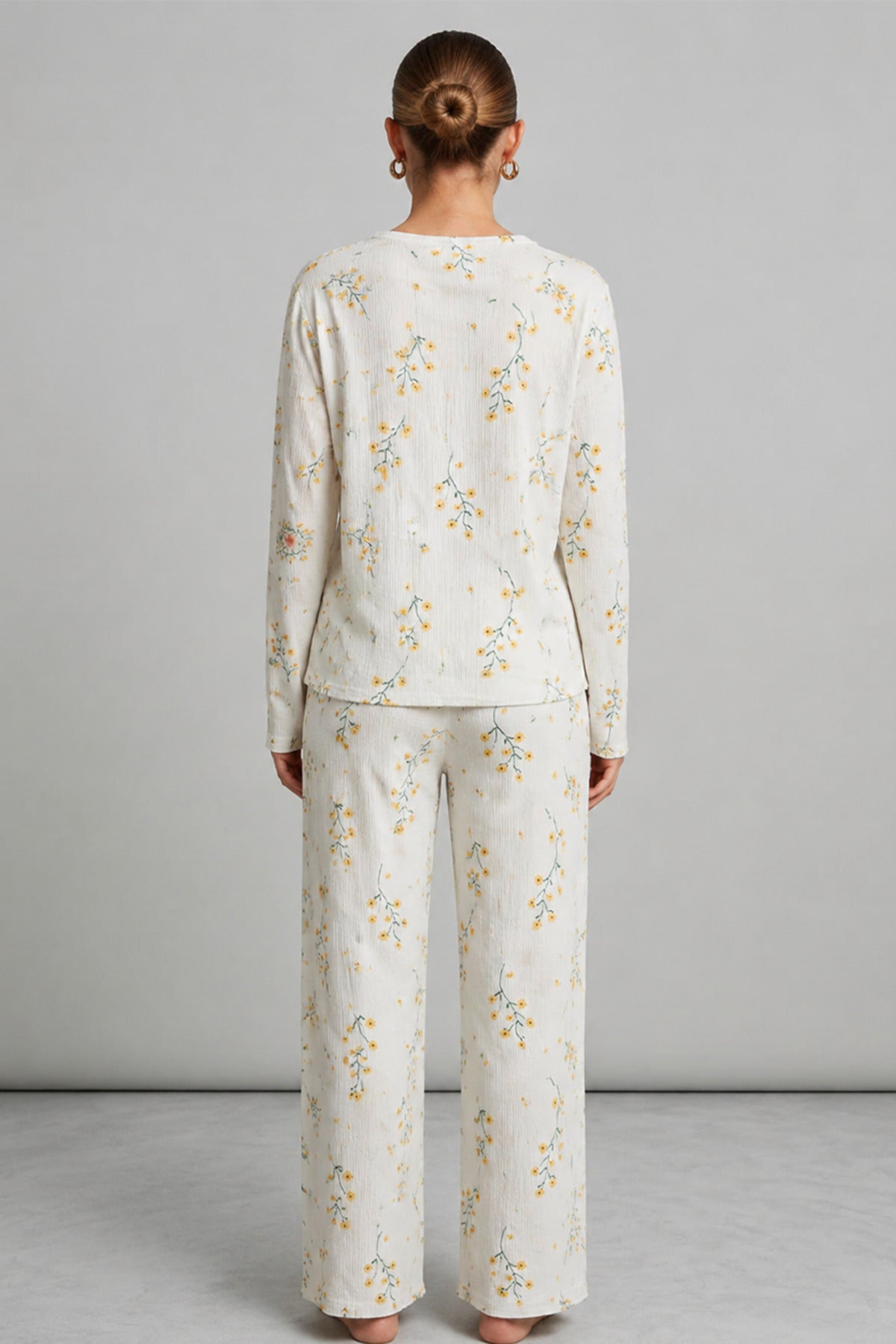 Kadın Desenli Uzun Kollu Pijama Takımı 4722