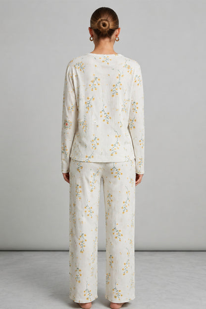 Kadın Desenli Uzun Kollu Pijama Takımı 4722