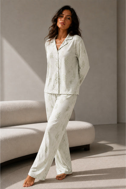 Kadın Uzun Kol Pamuklu Pijama Takımı